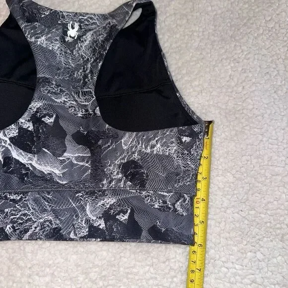Spyder Womens High Neckline Gray White Marble Sports Bra - Picture 5 of 5